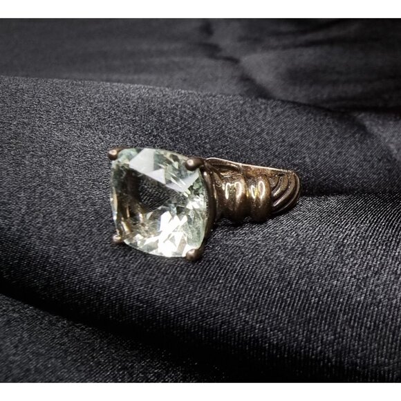 Rare Vintage Prasiolite Green Amethyst Sterling Silver 925 Ring Size 5 - Picture 1 of 6